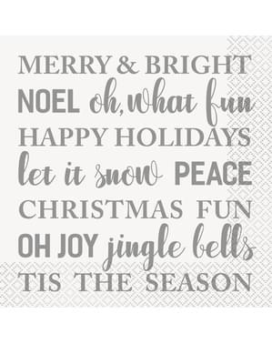 Σετ από 16 πετσέτες Merry & Bright - Ασημένιες & χρυσές νιφάδες χιονιού