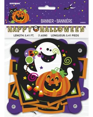 Spanduk labu, kucing dan hantu - Selamat Halloween