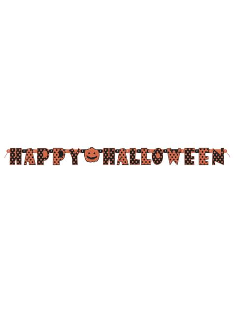 Happy Halloween Polka Dots And Pumpkin Banner Orange Black