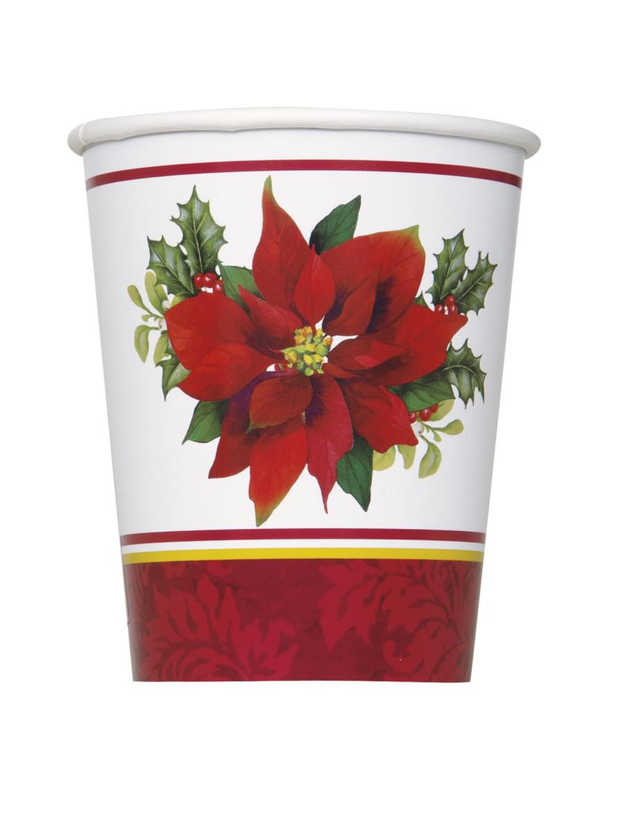8 gobelets avec fleur étoile de noël élégant- Holly Poinsettia