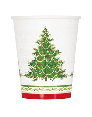 Sada 8 kelímků s vánočním stromkem - Classic Christmas Tree