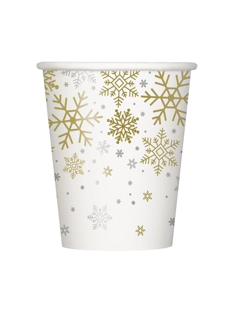 Becher Set 8-teilig - Silver & Gold Holiday Snowflakes