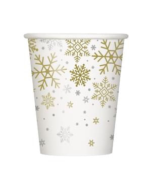 8 copos - Silver & Gold Holiday Snowflakes
