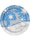 Set van 8 blauwe ronde borden met zilveren rendier - Silver Snowflake Christmas