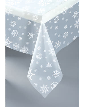 Taplak meja Natal Rectangular clear - White Snowflakes