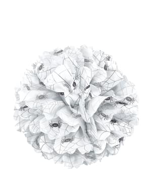 Pompón decorativo blanco con arañas - Basic Halloween