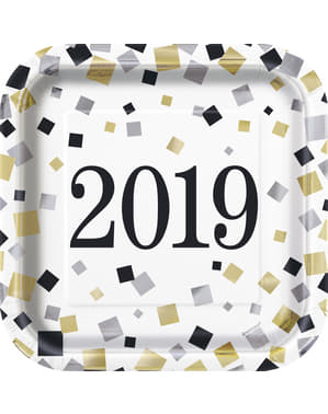 8 वर्ग नए साल की मिठाई की प्लेटों का सेट - नया साल मुबारक