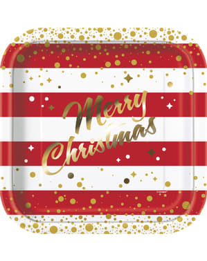 8 Set Merry Christmas plakaları - Altın Pırıltılı Noel