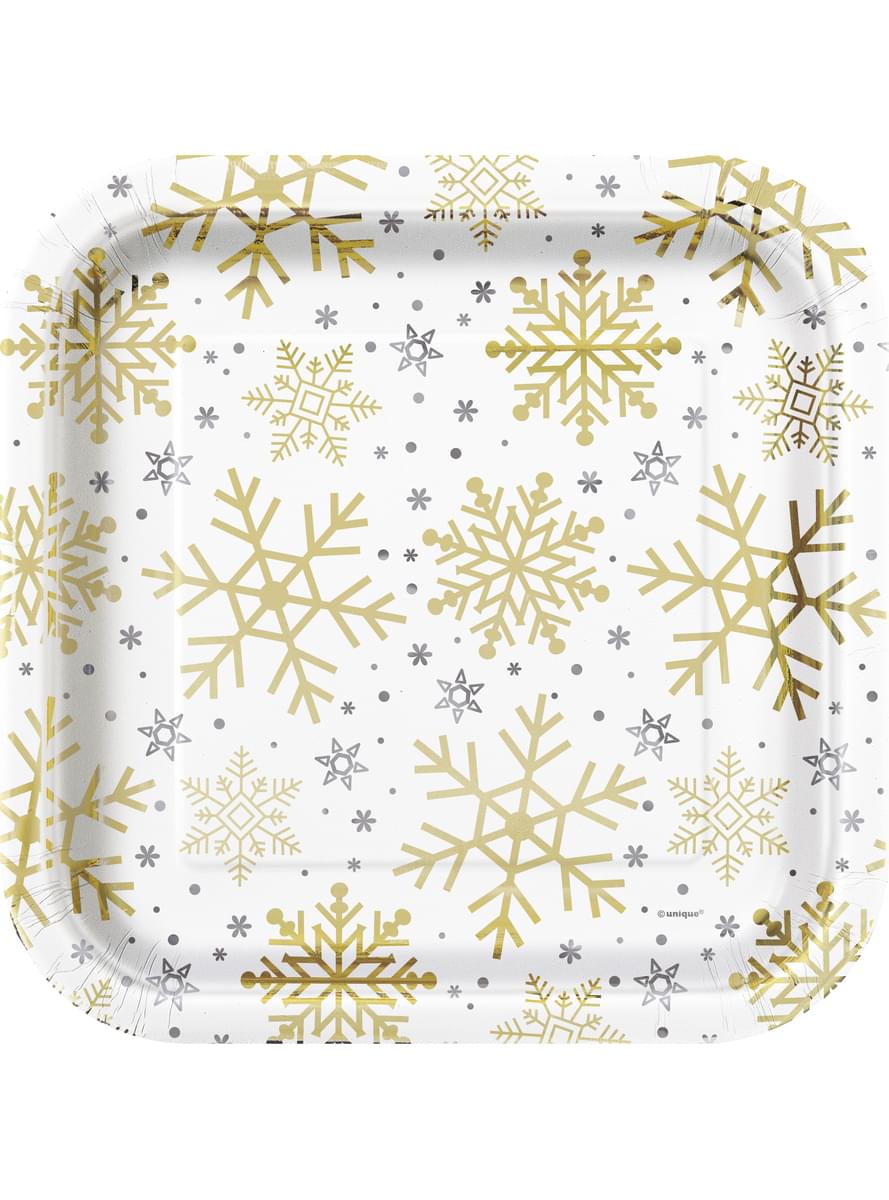 Комплект от 8 чинии - Silver & Gold Holiday Snowflakes