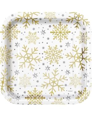 Set 8 piring - Silver & Gold Holiday Snowflakes