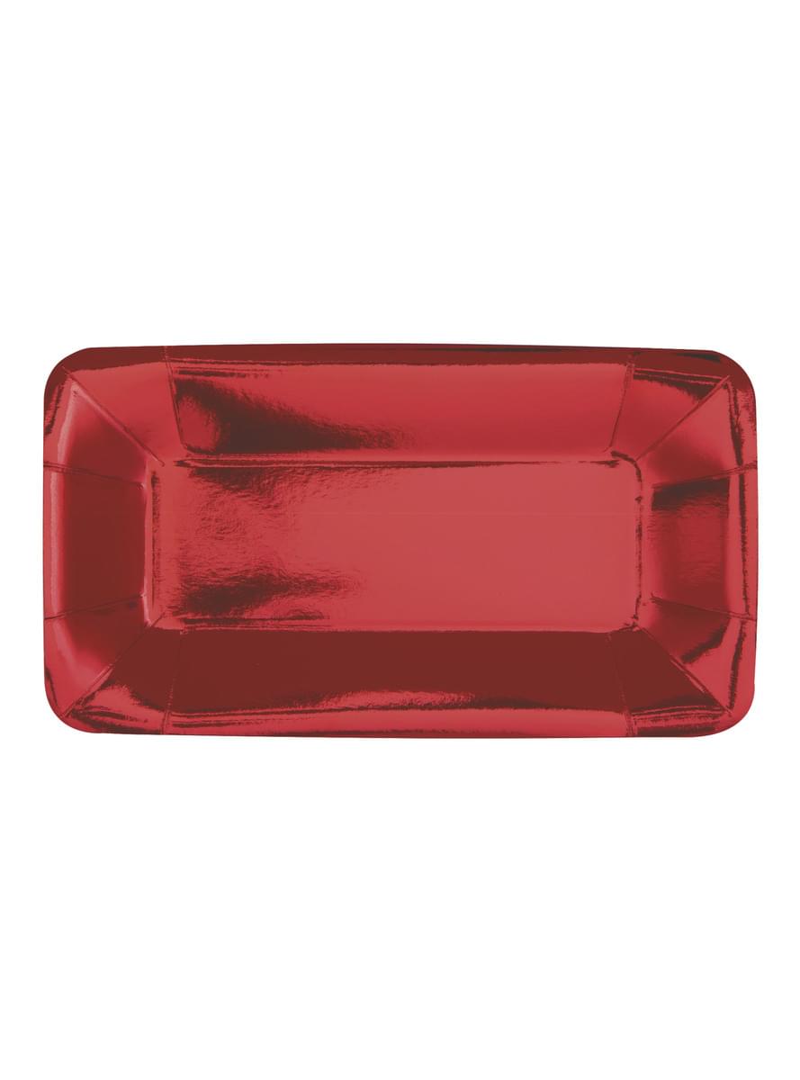 8 kvadratnih crvenih tacni - Posuđe u boji