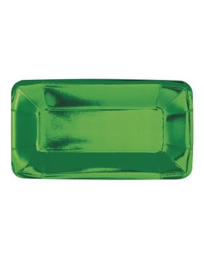 8 bandejas retangulares verdes - Solid Colour Tableware