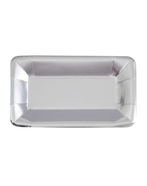 Silbernes Teller Set rechteckig 8-teilig - Solid Colour Tableware