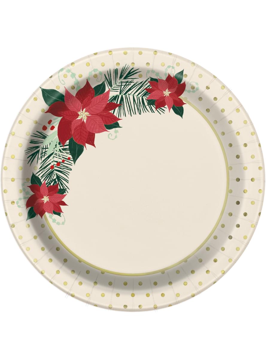 8 easter flowers dessert plate (18 cm) - Red & Gold Poinsettia