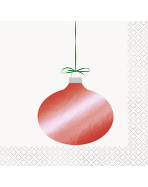 16 servilletas de cóctel con bola de árbol de Navidad (13x13 cm) - Basic Christmas