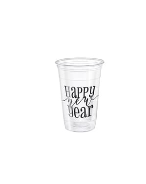 Комплект от 8 големи новогодишни чаши - Happy New Year