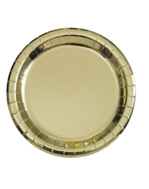 Set of 8 round gold plates - Solid Colour Tableware