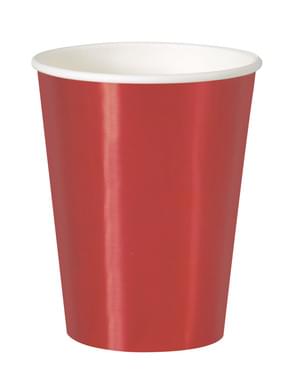 8 लाल कप का सेट - सॉलिड कलर टेबलवेयर