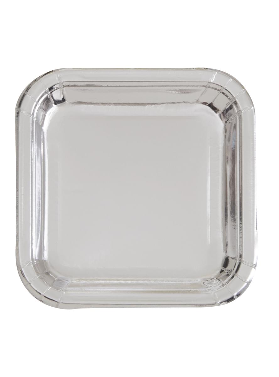 8 Silver Square Plates (23 cm) - Basic Colours Line