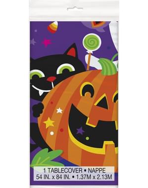 Neliö pöytäliina hauskalla kurpitsalla, kissalla ja kummituksella - happy halloween