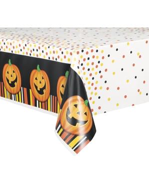 Toalha de mesa retangular de abóbora sorridente com pintas e riscas - Smiling Pumpkin