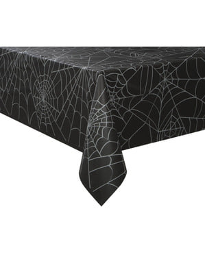 Taplak meja hitam persegi panjang dengan jaring laba-laba - Basic Halloween