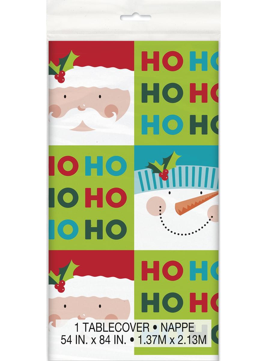 Rechteckige Weihnachts-Tischdecke HO HO HO - Holly Santa