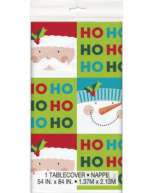 Neliönmuotoinen jouluinen HO HO HO pöytäliina - Holly Santa