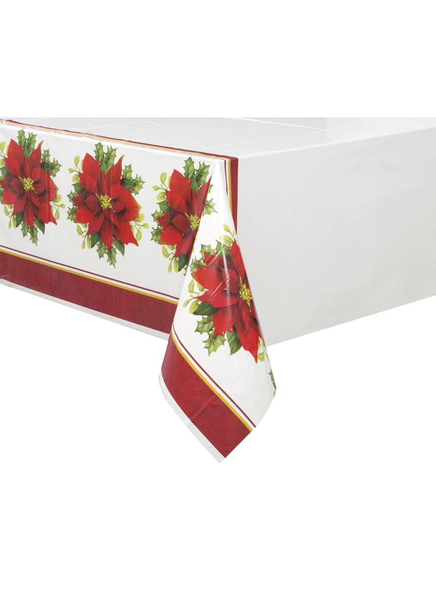 Față de masă dreptunghiulară cu Steaua Crăciunului - Holly Poinsettia