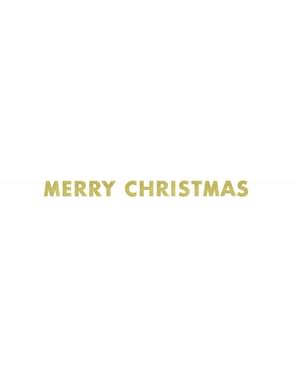 Χρυσό Πανό Merry Christmas με Γκλίτερ - Basic Christmas