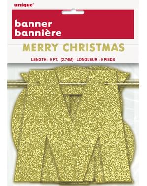 Gouden Merry Christmas glitter slinger - Basic Christmas