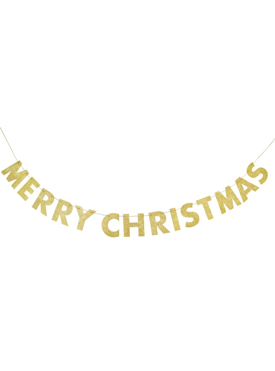 Ghirlandă aurie strălucitoare Merry Christmas - Basic Christmas