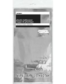 Toalha de mesa retangular prateada - Basic Christmas