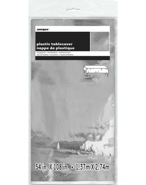 Toalha de mesa retangular prateada - Basic Christmas