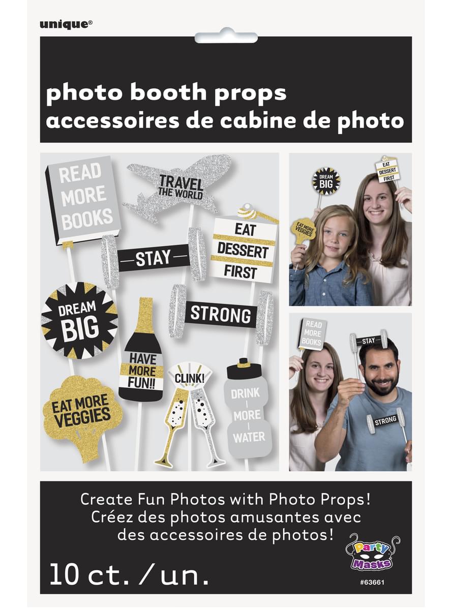 Sett med bilde rekvisitter - Nyttårsaften Resolutions