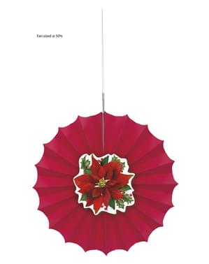 Papierowy wachlarz dekoracyjny z eleganckim wilczomleczem - Holly Poinsettia