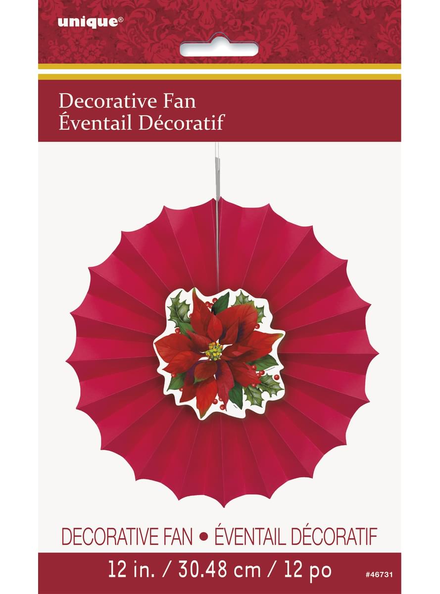 Dekorativt papirvifte med elegant påskeblomst - Holly Poinsettia