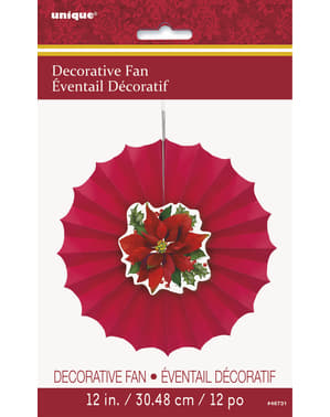 Evantai de hârtie decorativ steaua Crăciunului - Holly Poinsettia