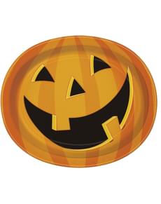 Conjunto de 8 pratos ovais de abóbora sorridente - Smiling Pumpkin