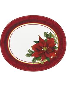 Conjunto de 8 pratos ovais com flor manhã-de-páscoa elegante - Holly Poinsettia