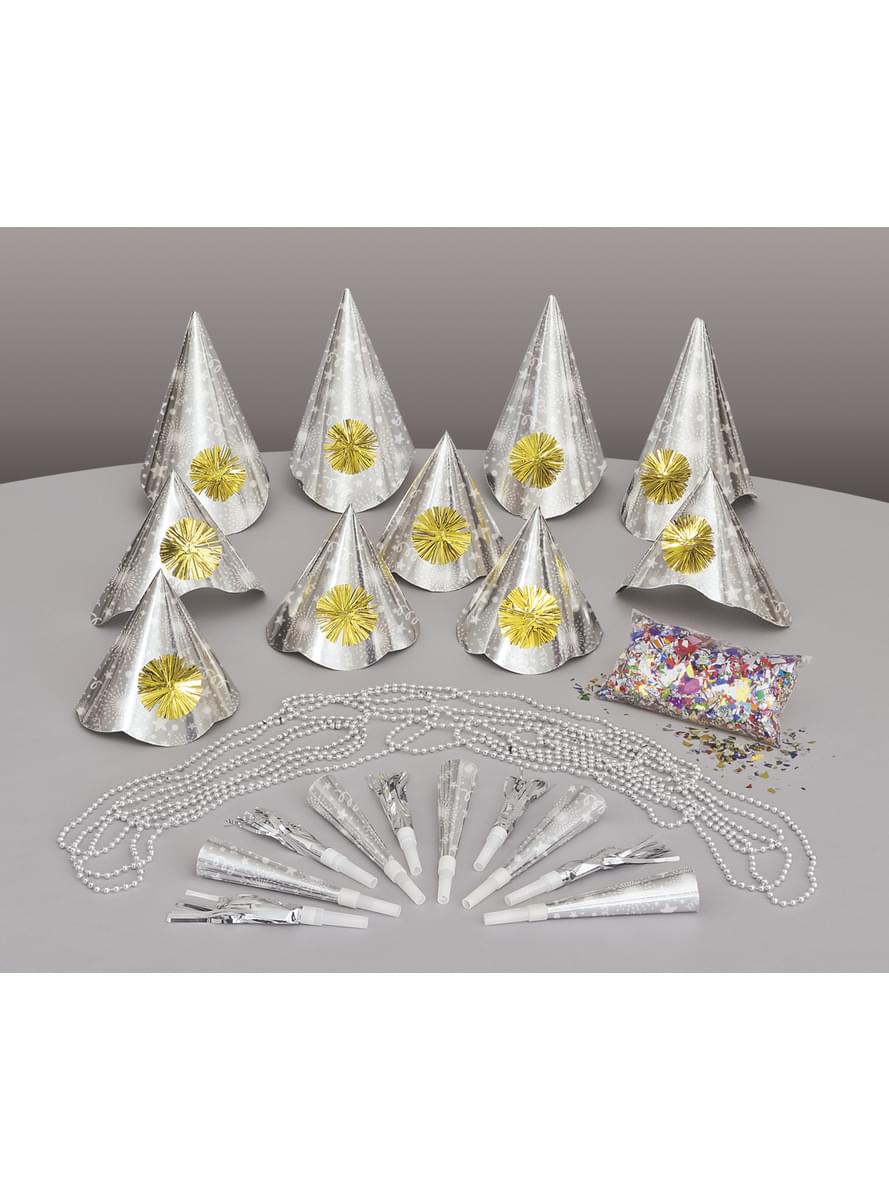 Feest set voor 10 personen - Happy New Year Silver