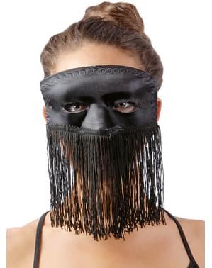 Antifaz negro con flecos