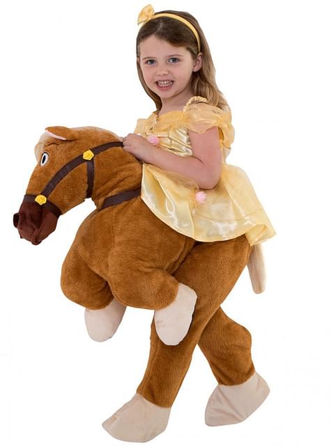 Disfraz a hombros de Bella sobre el caballo Phillipe - La Bella y la  Bestia. Entrega 24h