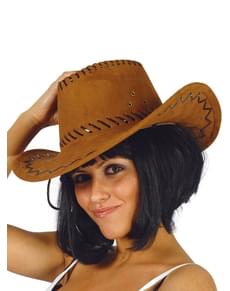 Chapéu de cowboy castanho pele