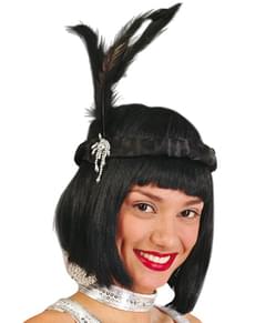 Diadema preto de Charleston com penas