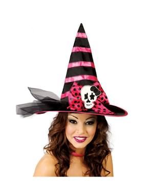 Chapeau de sorcière rose et noir