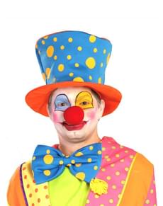Chapéu de palhaço cor de laranja e azul