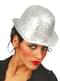 Chapeau melon en paillettes argent