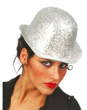 Sombrero bombín de escarcha plata