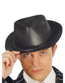 Chapéu de gangster em látex preto